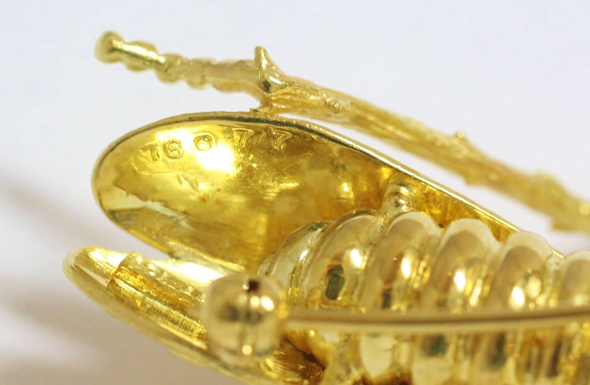 Kurt Wayne Grasshopper Diamond Gold Brooch For Sale 2