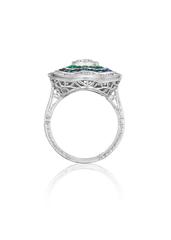 Art Deco Ballerina Emerald Sapphire Diamond Ring