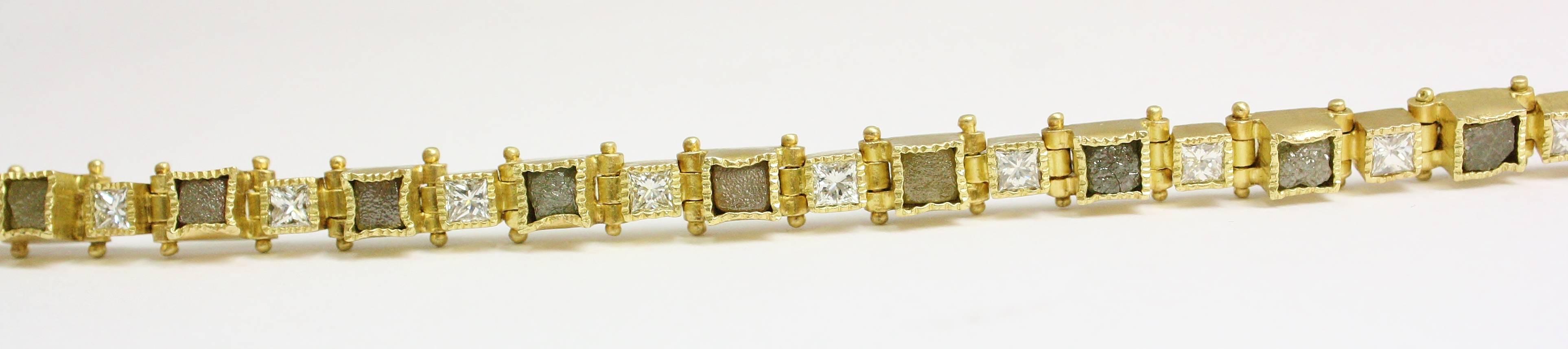 Women's Todd Reed Raw and Polished Diamond Gold Bracelet