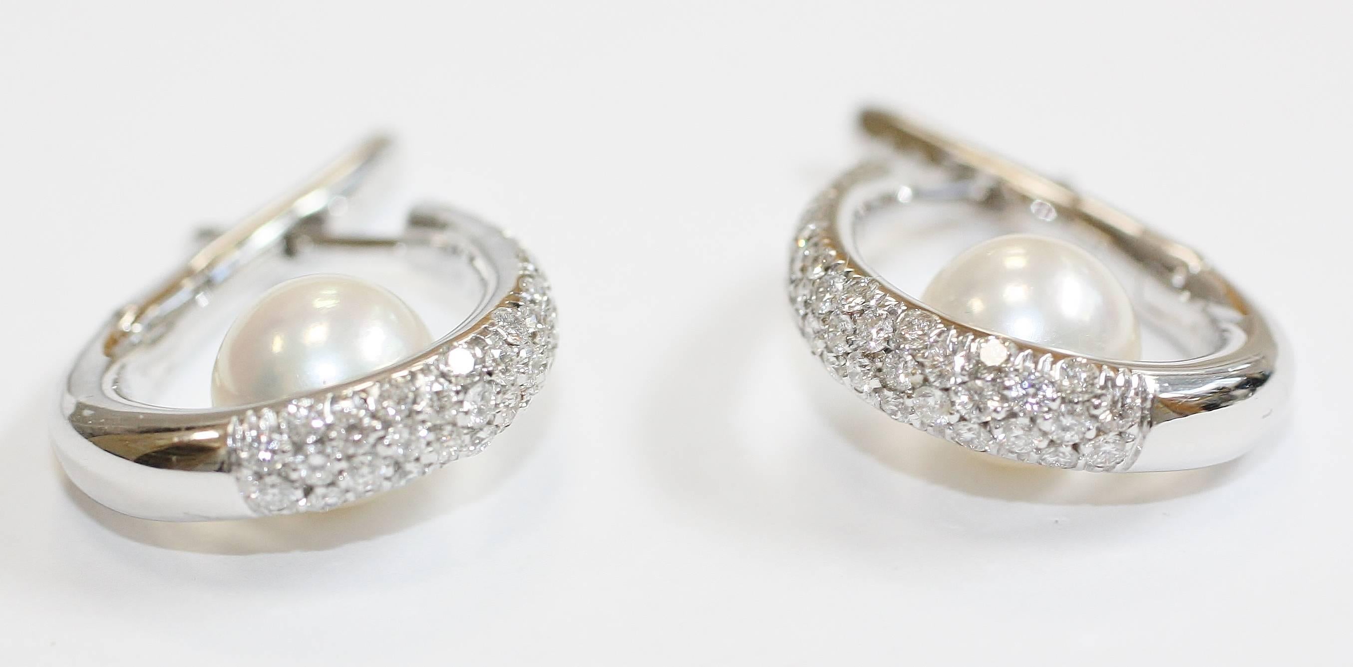 Mikimoto South Sea Pearl Diamond Gold Earrings For Sale 2