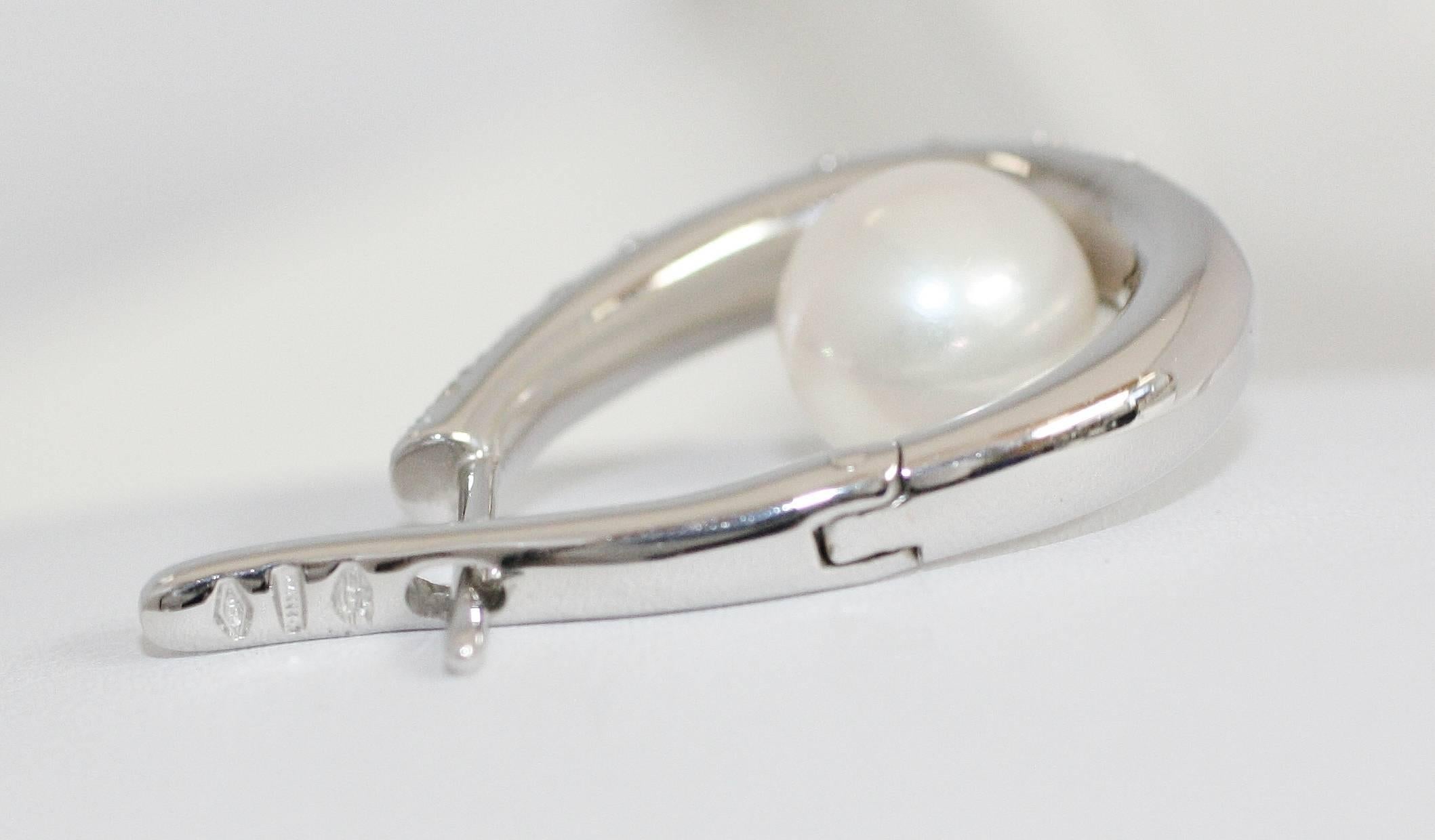 Mikimoto South Sea Pearl Diamond Gold Earrings For Sale 1