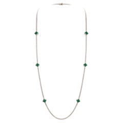 NWT $45, 000 Important 18KT Gold Large Fancy Emerald Diamond Clover Necklace