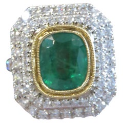 NWT $37, 500 Rare Important 18KT Gold Large 3.75CT Emerald Diamond Ring