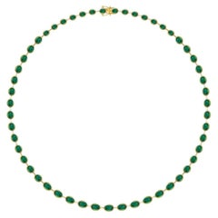 NWT $35, 000 18KT Fancy Glittering Large 16CT Emerald Strand Necklace