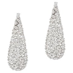 NWT $65, 000 18KT Gold Magnificent Fancy Long Diamond Draped Dangle Earrings