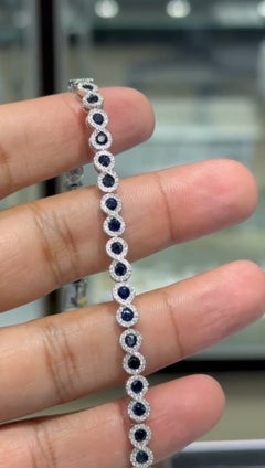 NWT $14, 500 14KT Gold Rare Fancy Gorgeous Blue Sapphire Diamond Bracelet