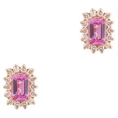 NWT $3, 100 18KT Gold Fancy Pink Sapphire Diamond Stud Earrings