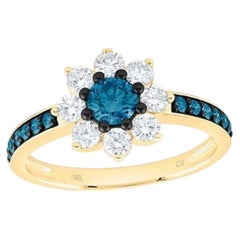 NWT $3, 900 Gold Glittering Gorgeous Fancy Blue Diamond Ring Band