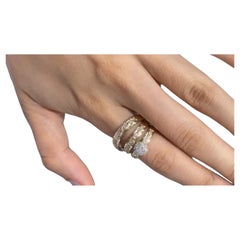 NWT $2, 200 Gold Glittering Gorgeous Triple Diamond Ring Band