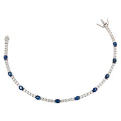 NWT $12, 500 18KT Gold Rare Fancy Gorgeous Blue Sapphire Diamond Bracelet