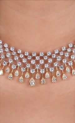 NWT 175.000 $ Collana in oro 18 carati con diamanti gialli e bianchi, dal design elaborato e raffinato