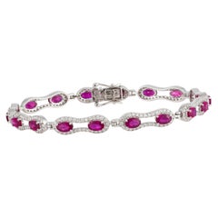 NWT 19.000 $ Importante bracciale in oro 18 carati con rubini e diamanti di grandi dimensioni