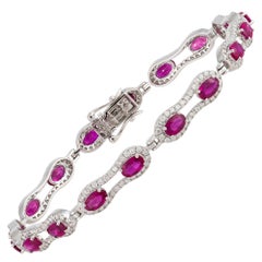 NWT 19.000 $ Importante bracciale in oro 18 carati con rubini e diamanti di grandi dimensioni