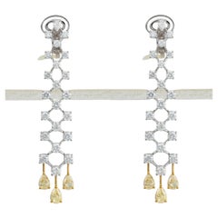 Orecchini NWT da 42.000 $ in oro 18 carati con diamanti gialli e bianchi scintillanti