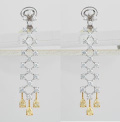 Orecchini NWT da 42.000 $ in oro 18 carati con diamanti gialli e bianchi scintillanti