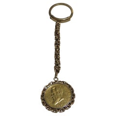 Portachiavi con moneta commemorativa in oro giallo 21 carati dedicata a Theodor Herzl (1860-1960)