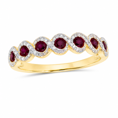 NWT $1, 600 Gold Glittering Gorgeous Fancy Ruby Diamond Ring Band