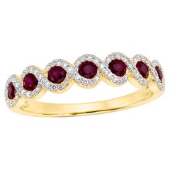 NWT $1, 600 Gold Glittering Gorgeous Fancy Ruby Diamond Ring Band