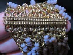 NWT 100 $: Pulsera de cristal rosa con amatista facetada, chapada en oro, de diseño exclusivo y muy poco común