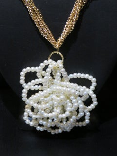 NWT $75 Gold Multi Strand Colored Glass Stone and Pearl Flower Necklace