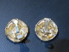 Estate Designer French Style 18KT Overlaid Gold Ruby Enamel Color Crest Earrings