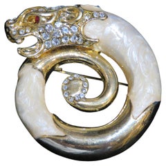 Magnificent Rare NYC Estate 18KT Gold Plate Glittering 1970s Panther Brooch Pin