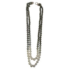 NWT $65, 000 Rare 18KT Tahitian South Sea Pearl Double Strand Diamond Necklace