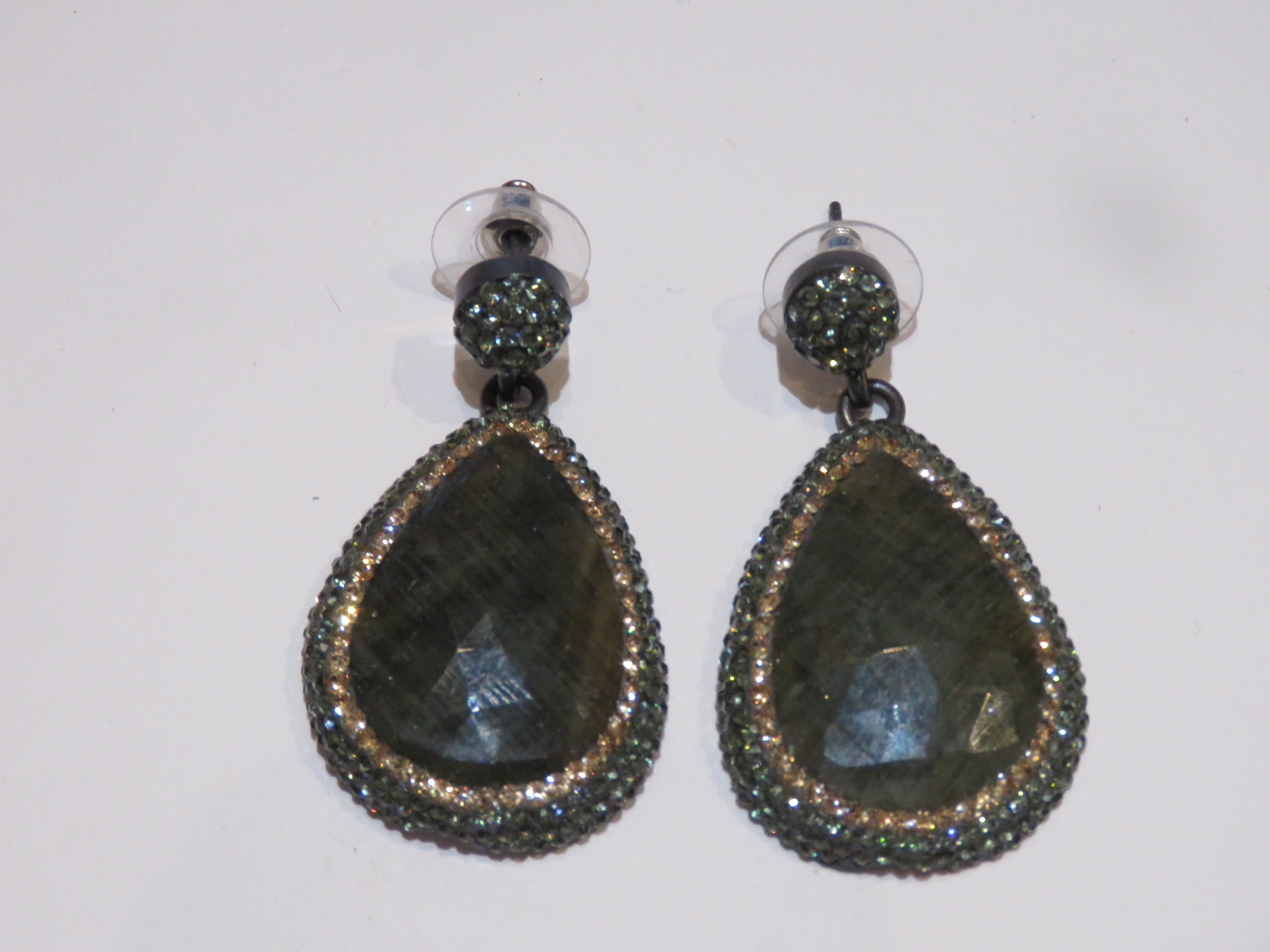 Important Vintage Druzy Silver Sliced Sapphire Gemstone Crystal Dangle ...