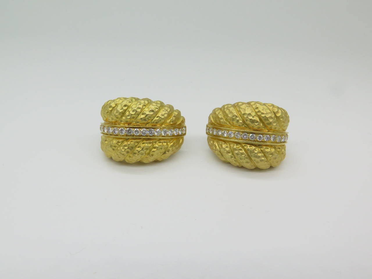 1960s Diamond Gold Clip/Post Earrings