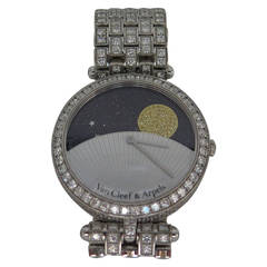 Van Cleef & Arpels Lady's White Gold Day And Night Wristwatch