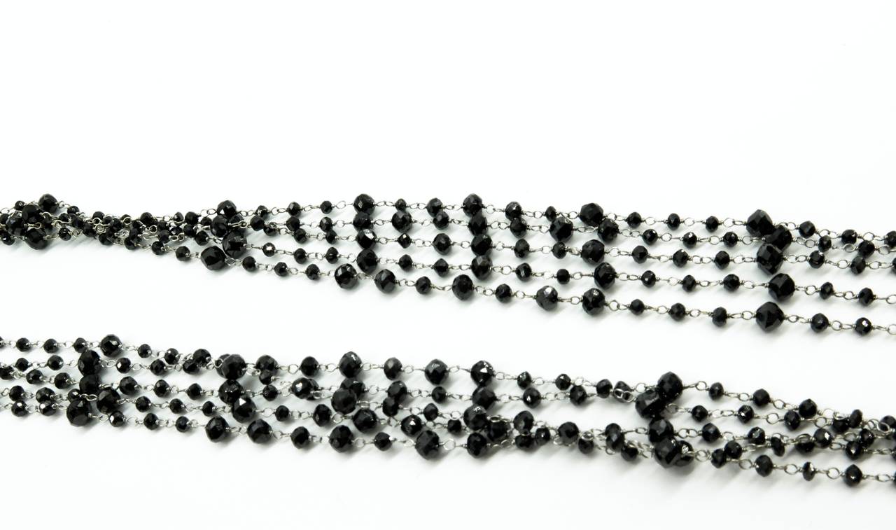 Black and White Diamonds With Black Tahitian Pearl Necklace For Sale 1