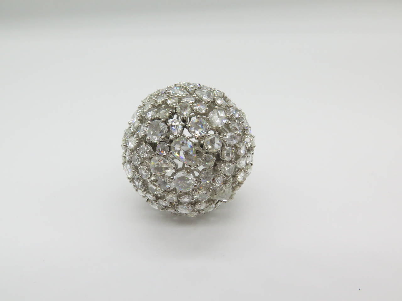 Exquisite Large Domed Rose Cut Diamond Ring