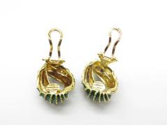 1950's Delightful Green  Enamel Gold Earclips