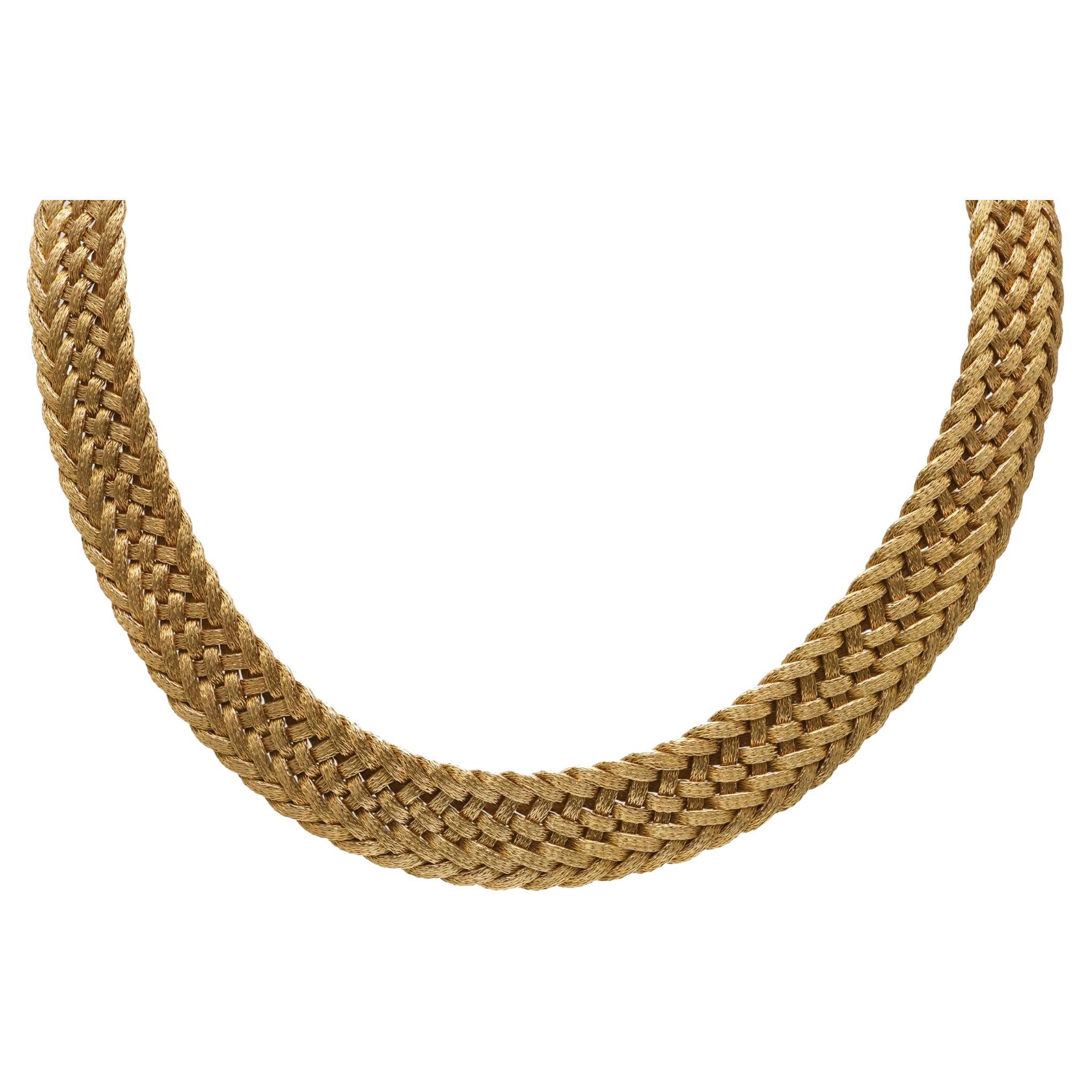Vintage Woven Gold Necklace in 18k Yellow Gold