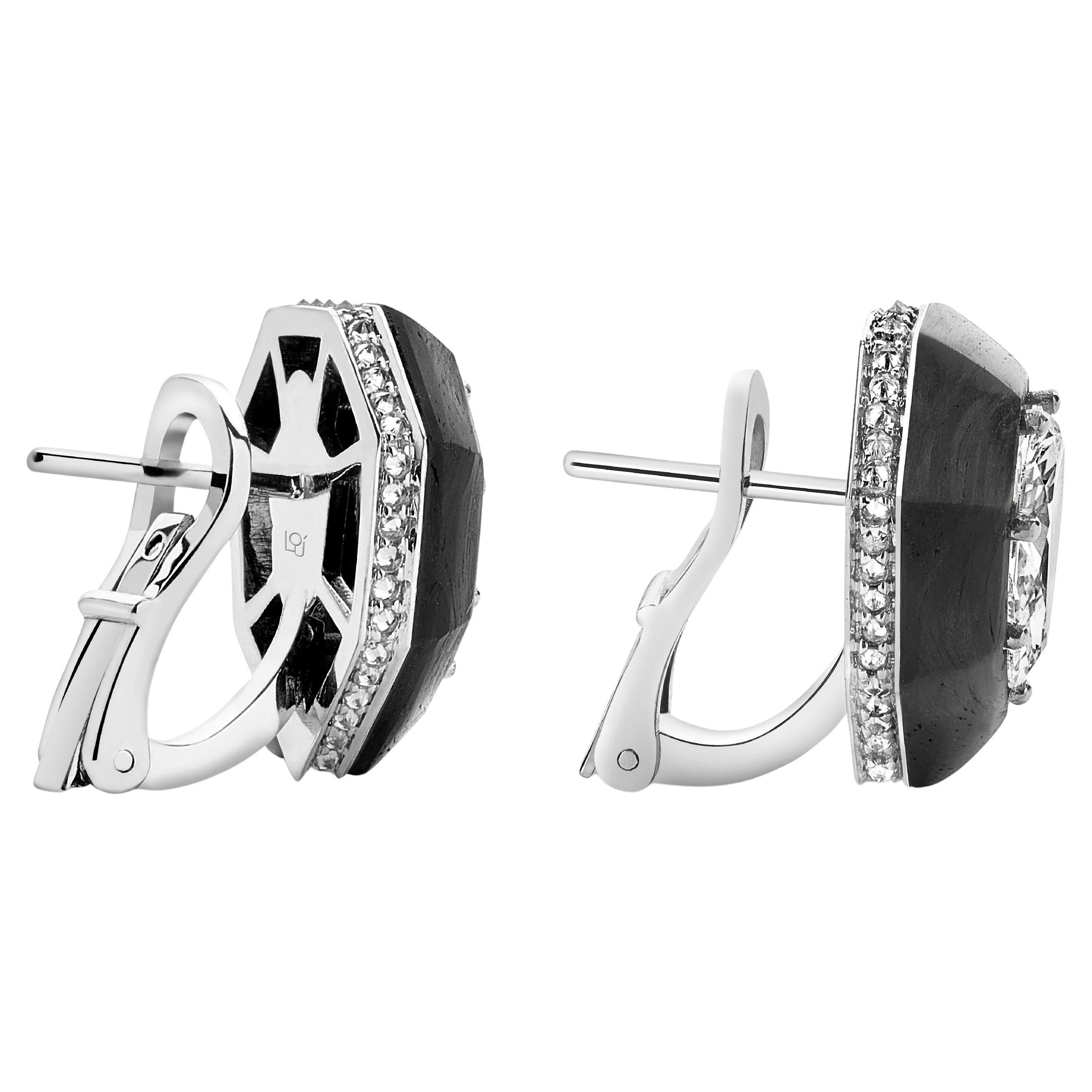 Carbon Fiber & White Diamonds Earrings