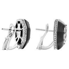 Boucles d'oreilles en fibre de carbone et diamants blancs
