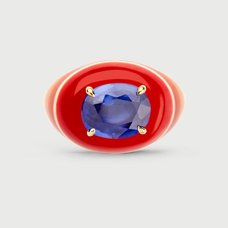 Contemporaneo Anello con zaffiro in resina colorata in vendita