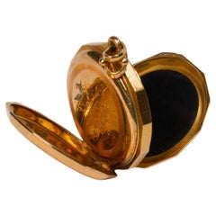 18 Karat antikes viktorianisches Onyx Trauer-Medaillon, Remontoir Uhr Gold Vogel-Medaillon
