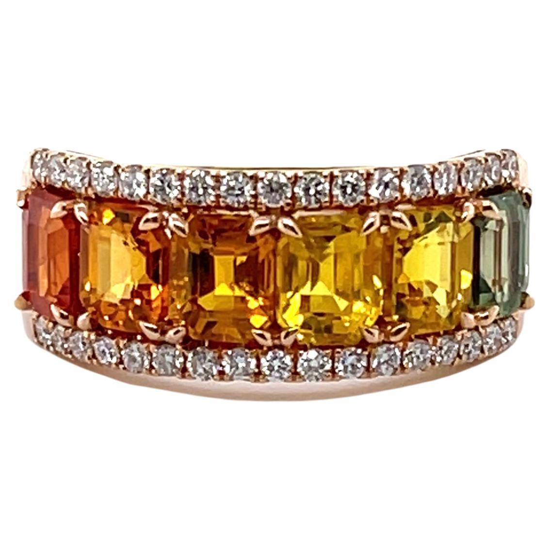 18 Karat Roségold Ring mit ausgefallenem Saphir und Diamant