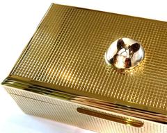Spectacular Large Hallmarked English Essex Crystal Gold French Bulldog Box