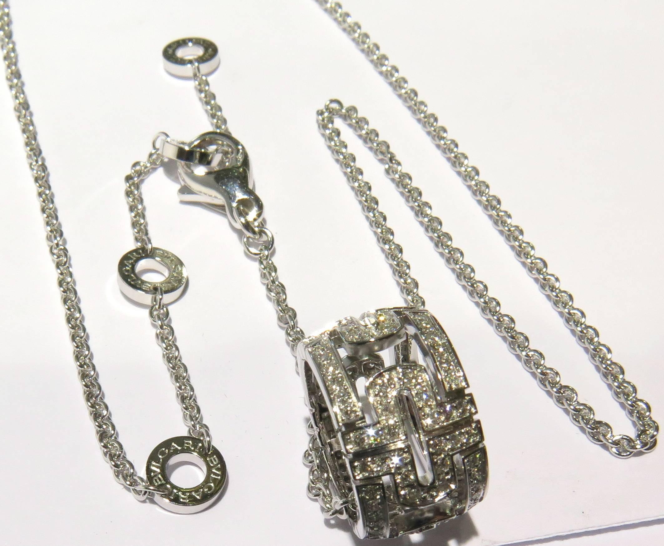 Women's or Men's Bvlgari Parentesi Diamond Gold Pendant Necklace