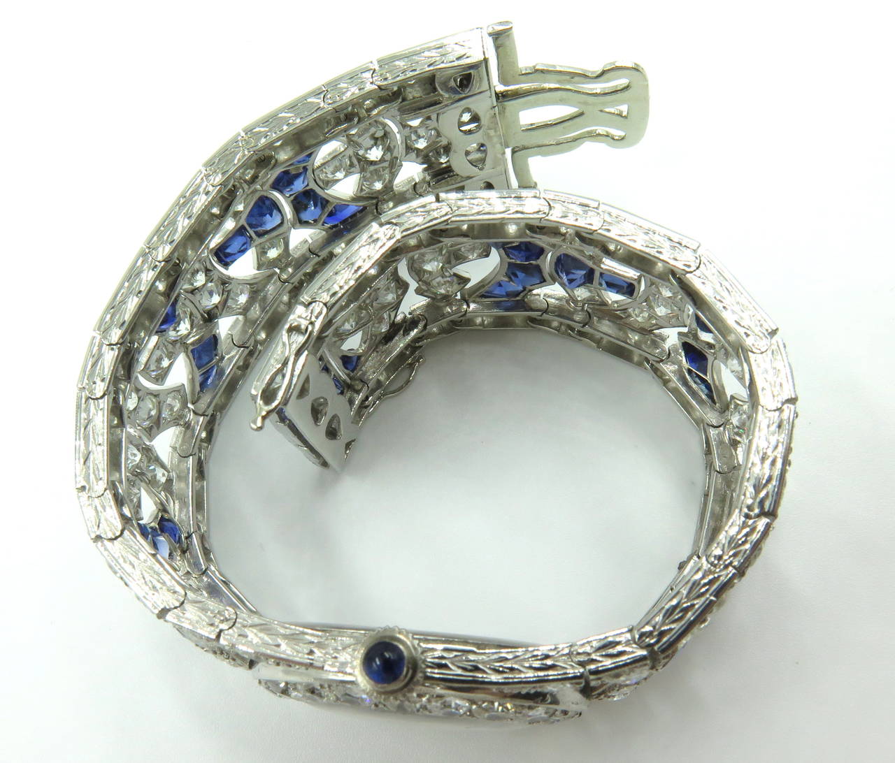 Patek Philippe Platinum Diamond Sapphire Bracelet Wristwatch 4