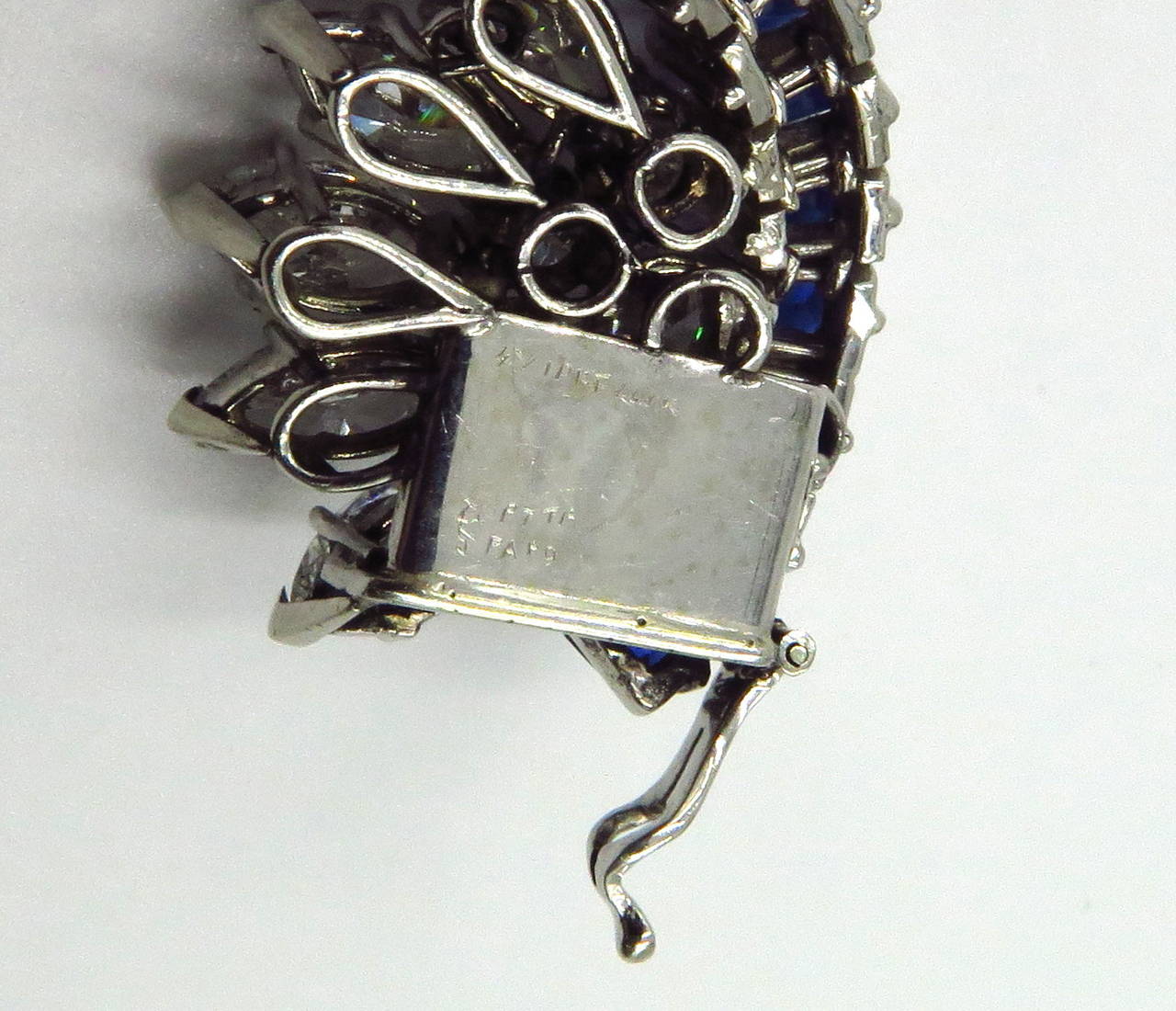 1960s Sapphire Diamond Platinum Ribbon Bracelet 3