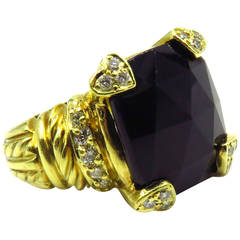 Vintage Judith Ripka Onyx Diamond Gold Ring