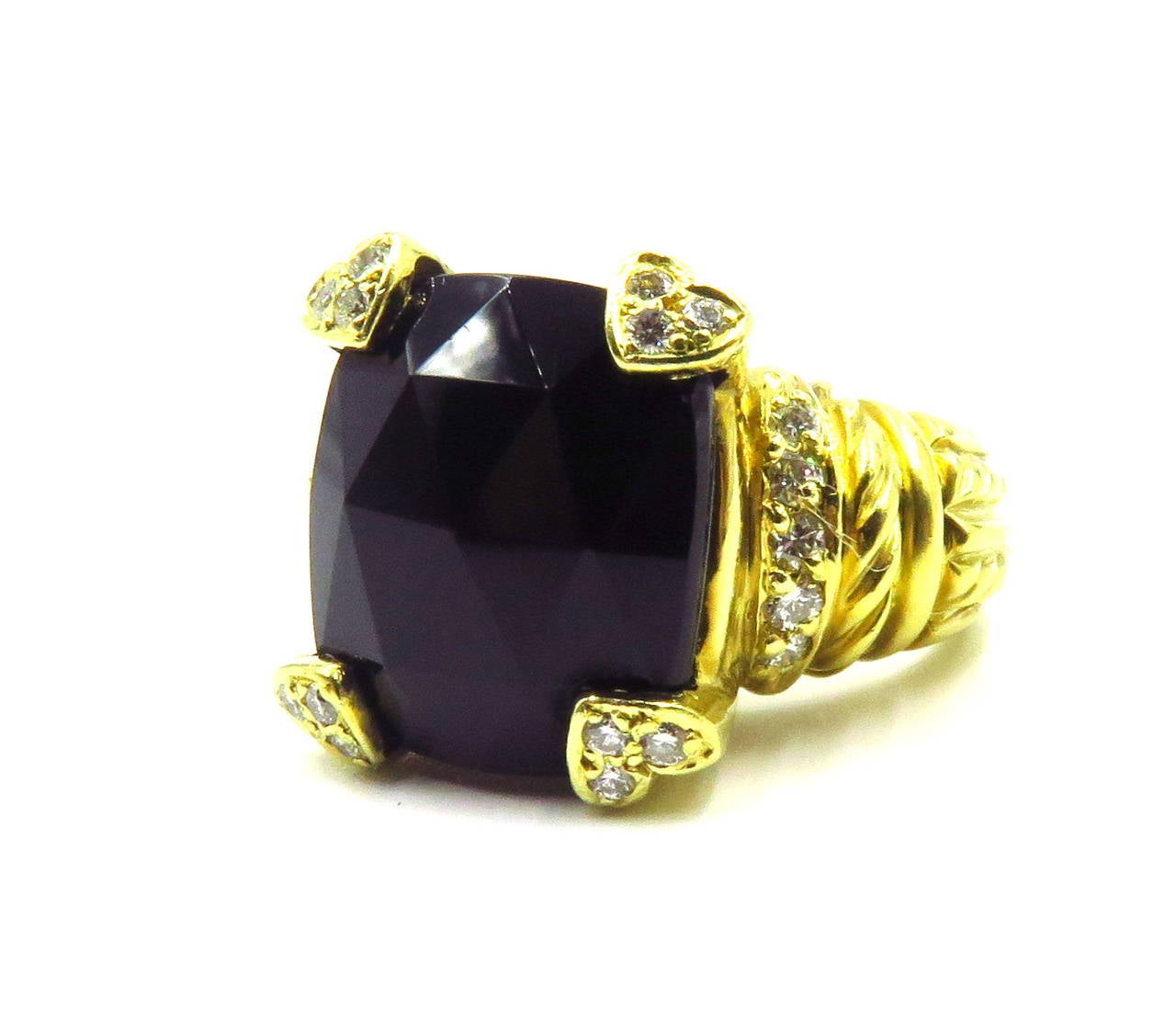Judith Ripka Onyx Diamond Gold Ring 2