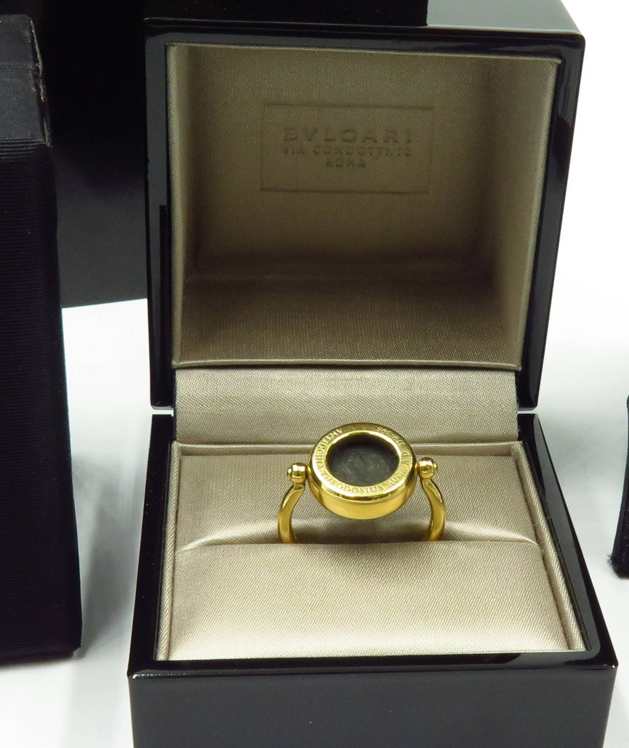 Women's Bulgari Ancient Coin Gold Flip Ring