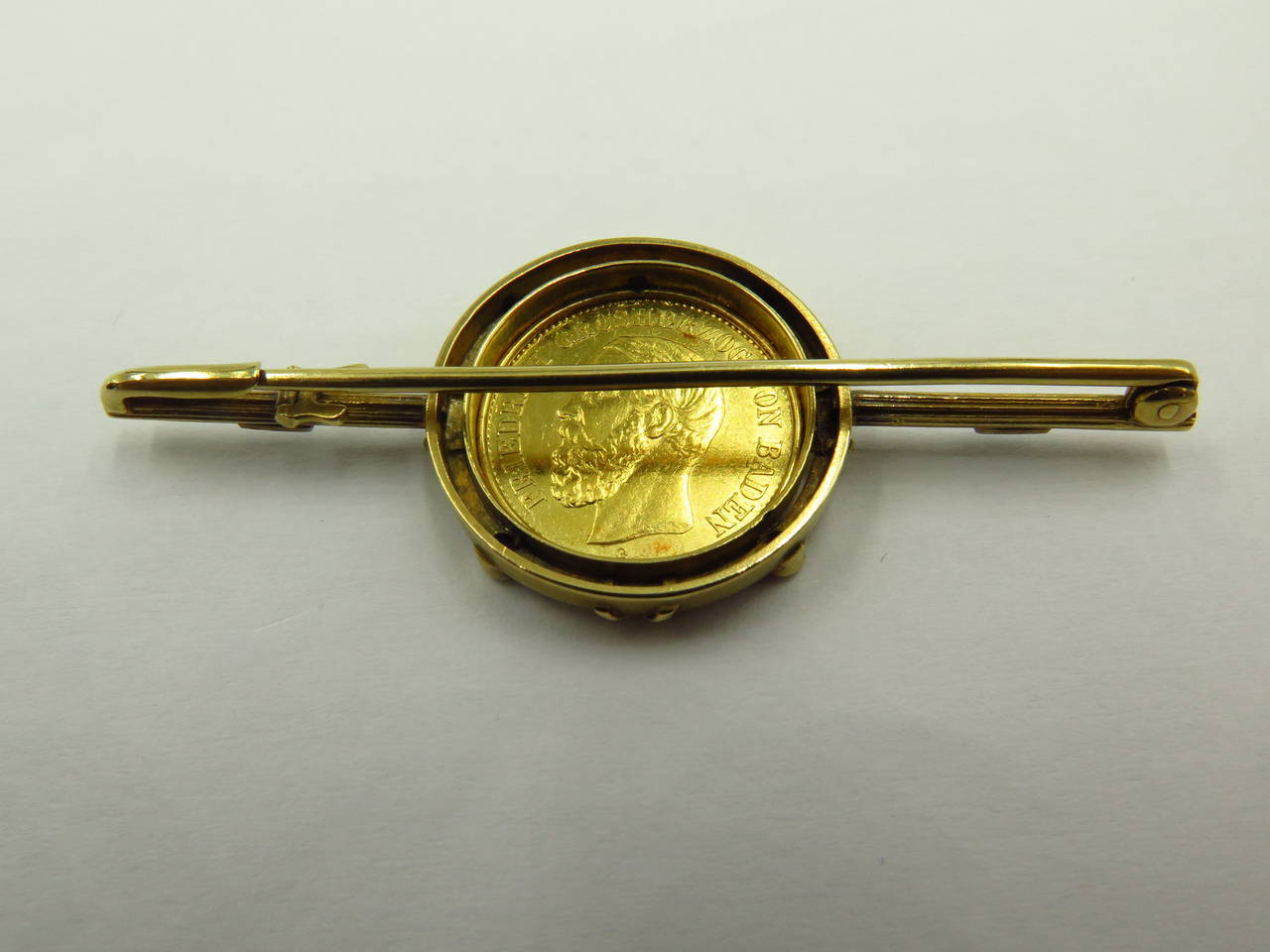 1877 Antique 5 Marks Coin Gold Platinum Pin In Excellent Condition For Sale In Palm Beach, FL