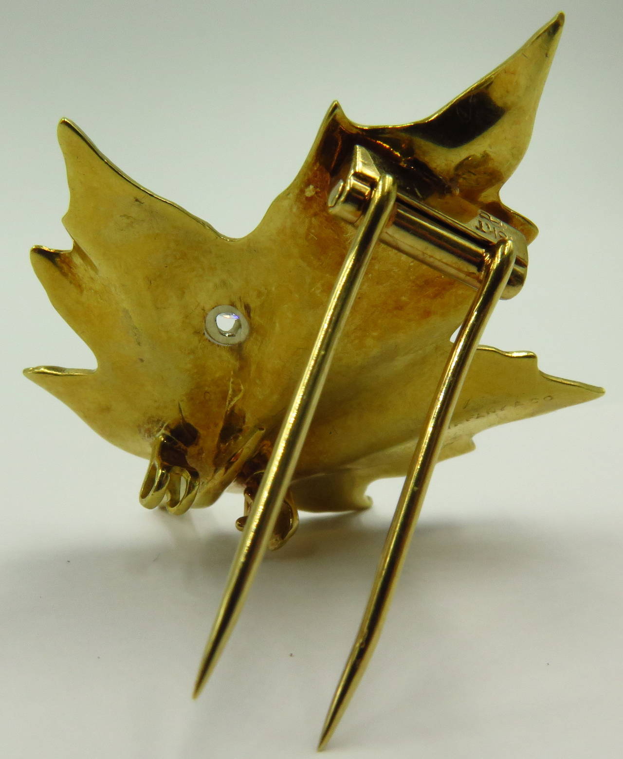 Tiffany & Co. Diamond Gold Maple Leaf Brooch Clip In Excellent Condition In Palm Beach, FL