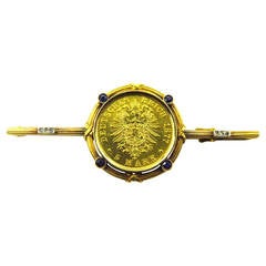 1877 Antique 5 Marks Coin Gold Platinum Pin
