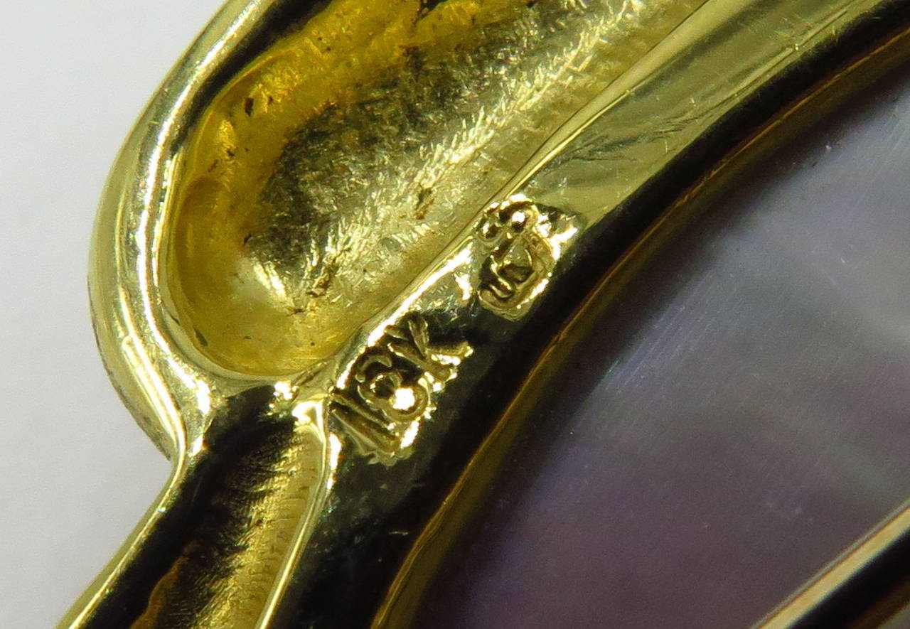 Sandrajean Wainwright Reverse Painted Rock Crystal Tourmaline Gold Frog Pin  2